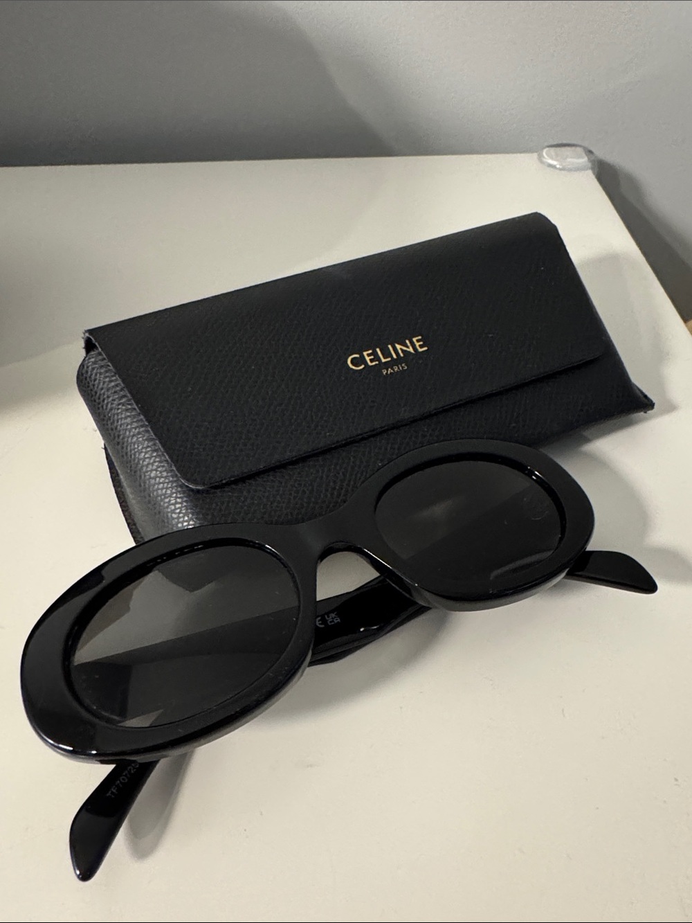 Black Celine Triomphe Oval Sunglasses, 52mm - Picture 2 of 2
